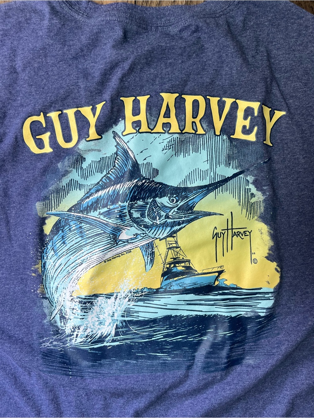 Guy Harvey Men’s Blue Graphic Marlin Tee XL